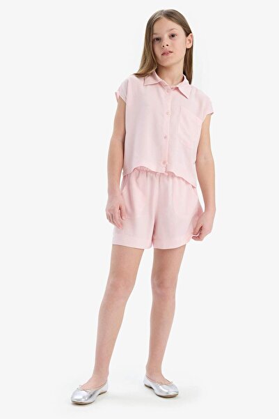 DeFacto Pantaloni scurți din viscoză cu talie elastică pentru fete D7616A825HS