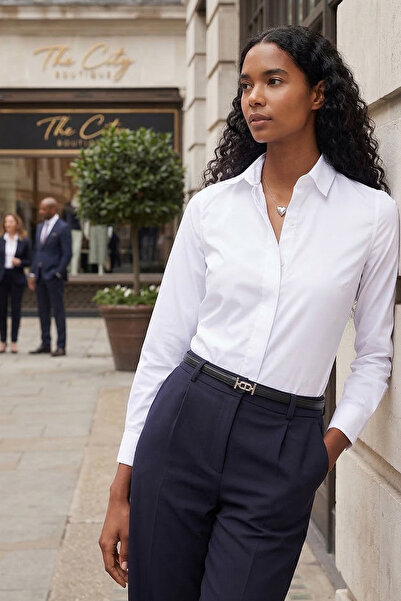 Tudors Kadın Slim Fit Dar Kesim Vücuda Oturan Uzun Kollu Gizli Düğme Detaylı ...