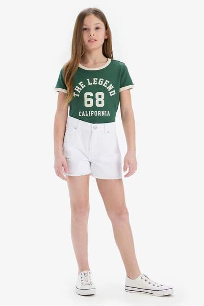 DeFacto Pantaloni scurți din denim de bumbac cu detalii rupte pentru fete D96...