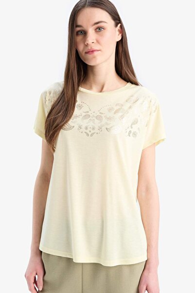 DeFacto Велосипедна комір з принтом, короткий рукав, футболка E9052AX25SM