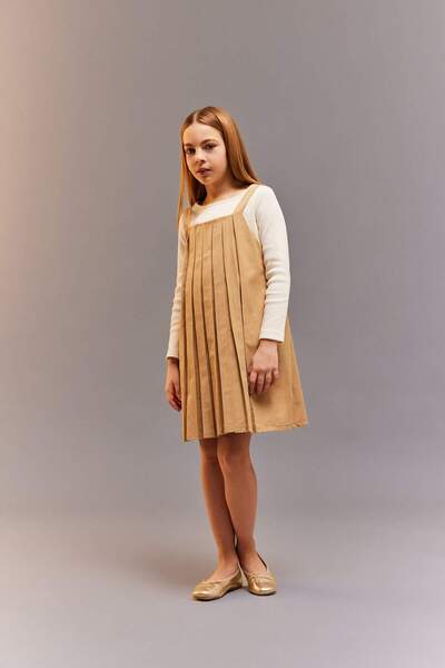 DeFacto Καλοκαιρινό φόρεμα με πλισέ τιράντες για κορίτσια E0844A825SM