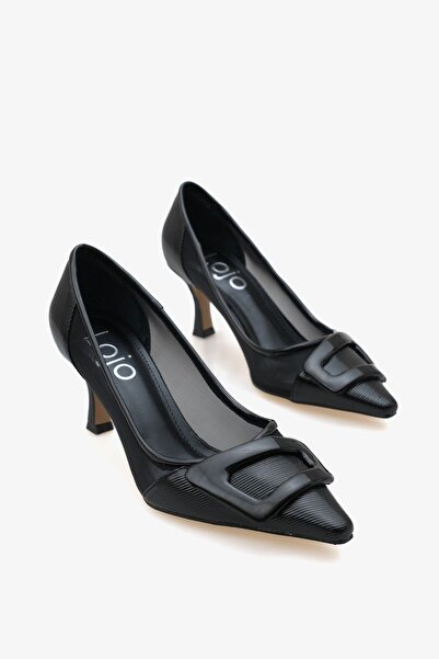 LOJO Kadın Tül Detaylı Tokalı Sivri Burun Günlük Stiletto Ninka