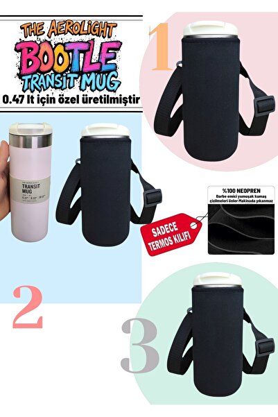 MELA 0.47 lt The aerolight transit mug neopren termos kılıfı ve Omuz Askısı