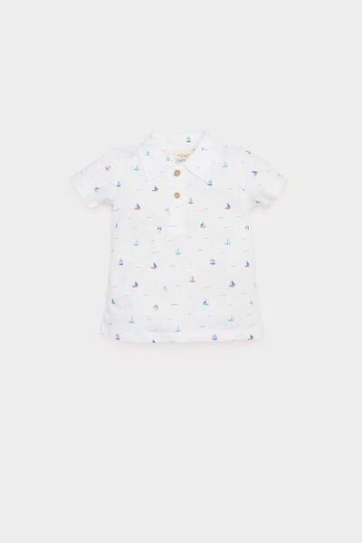 DeFacto Kurzarm-T-Shirt mit Polokragen und Meeresdruck für Babys (Jungen) E47...