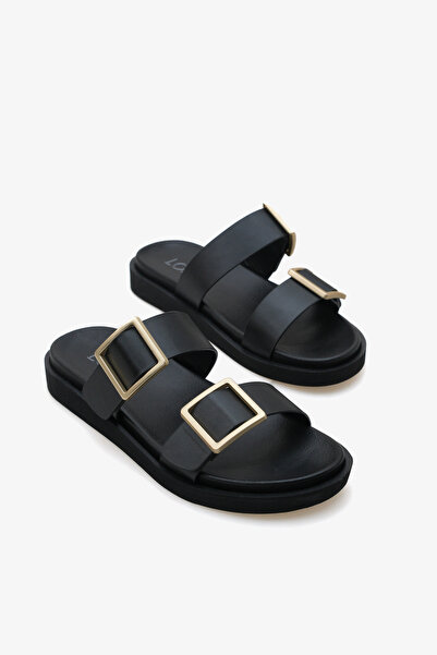 Stella Жіночі повсякденні капці з подвійною стрічкою та золотою пряжкою Cesy