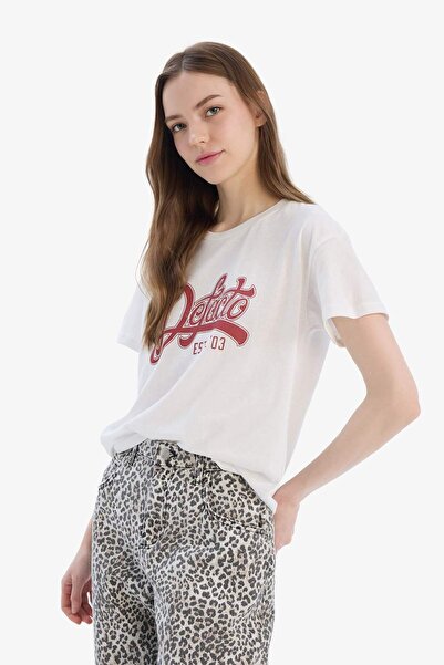 DeFacto 100% Βαμβακερό T-shirt με στάμπα κανονικής εφαρμογής F1209AX25SP