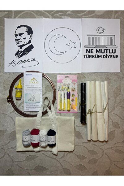 ZİORA HOME BEZ ÇANTA HEDİYELİ, ATATÜRK TEMALI PUNCH İŞLEME KİTİ