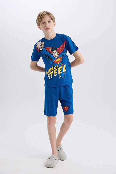 DeFacto Superman pidžama set kratkih rukava, kratke hlače za dečake D8765A8NS