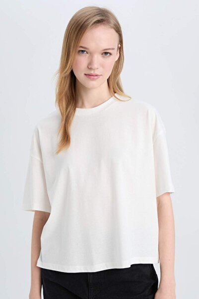 DeFacto 100 % Baumwolle, lockeres, dickes Basic-T-Shirt E0291AX25SM