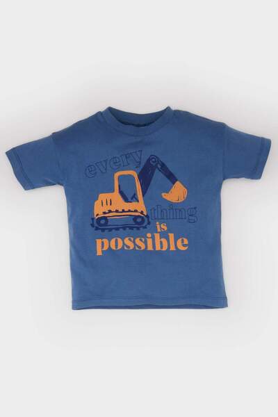 DeFacto Car Printed Crew Neck Short Sleeve T-Shirt Baby Boy D7915A525Sm