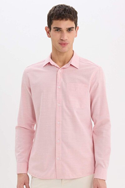 DeFacto Modernes, schlichtes, langärmliges Basic-Hemd mit Polokragen E5045AX25SM