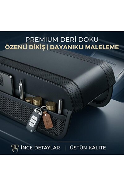 coofbe Premıum Yumuşak 2 Yan Cüzdanlı Araç Kol Dayama Padi. Kol Dayama Yastığı Araç İçi Organizer Ko
