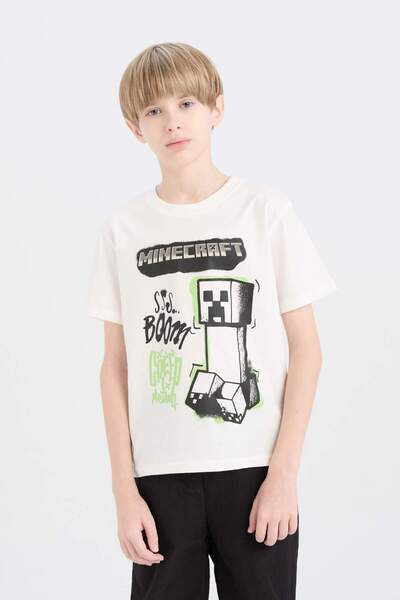 DeFacto Minecraft Rundhals-Kurzarm-T-Shirt für Jungen E3096A825SM