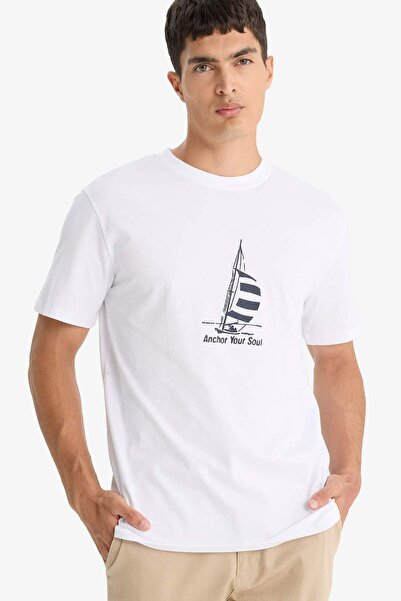 DeFacto Μπλουζάκι με κοντό μανίκι με στάμπα με κανονική εφαρμογή από 100% βαμ...