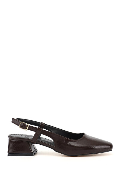 GÖNDERİ(R) Women's Brown Blunt Toe Open Back Shoes