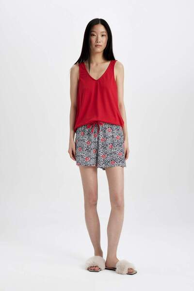 DeFacto Fall in Love Pajama Set Sleeveless Top Shorts B8682Ax24Sm