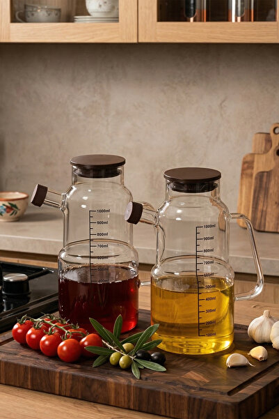 Porsima Lm-0107 Evora Covered Borosilicate Glass 2-Piece Oil and Vinegar Pot ...