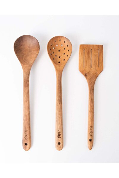 Hakiki Store طقم تقديم الجوز المصنوع يدويًا 3 قطع 29 سم