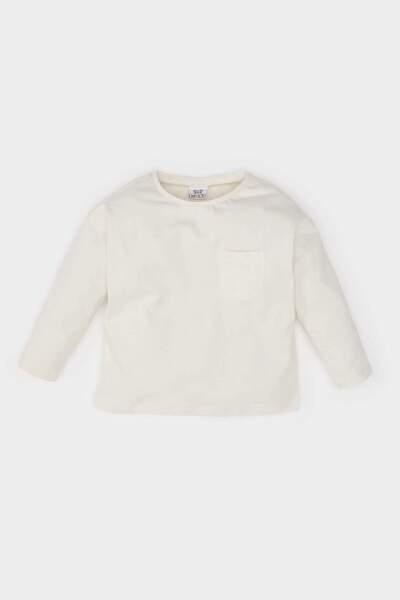 DeFacto Bisiklet Yaka Uzun Kollu Basic Düz Tişört Kız Bebek D0741A524AU