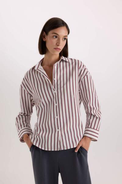 DeFacto Fall in Love Πυτζάμες με κανονική εφαρμογή με λαιμόκοψη Poplin Casual...