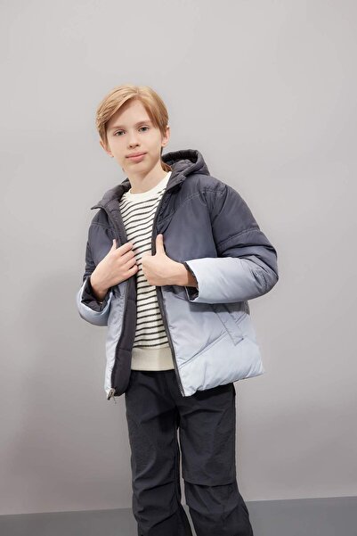 DeFacto impermeabil cu două fețe cu glugă geacă cu puf Jachetă băieți C5635A8...