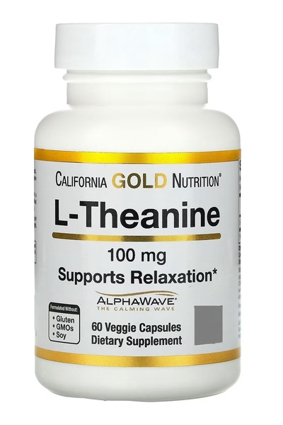 California Gold Nutrition مكمل غذائي ل-ثيانين يحتوي على ألفا ويف 100 ملجم لدع...