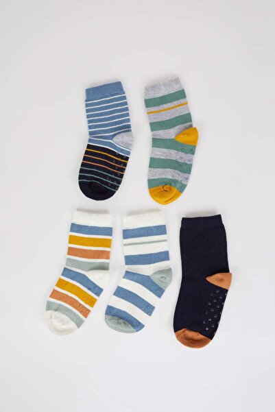 DeFacto Stitch-Free 5-Pack Cotton Pack Long Socks for Baby Boy C9112A5Ns