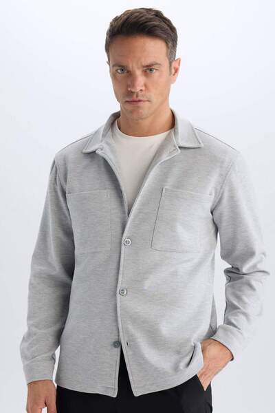 DeFacto Regular Fit Polo Neck Combed Cotton Shirt Jacket D7243Ax25Sp