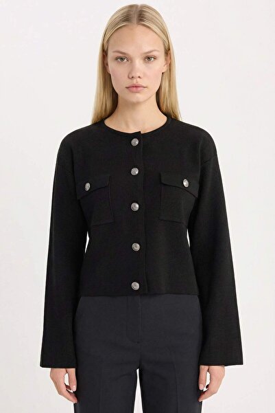 DeFacto Regular Fit Bisiklet Yaka Düğmeli Triko Hırka E5562AX24CW