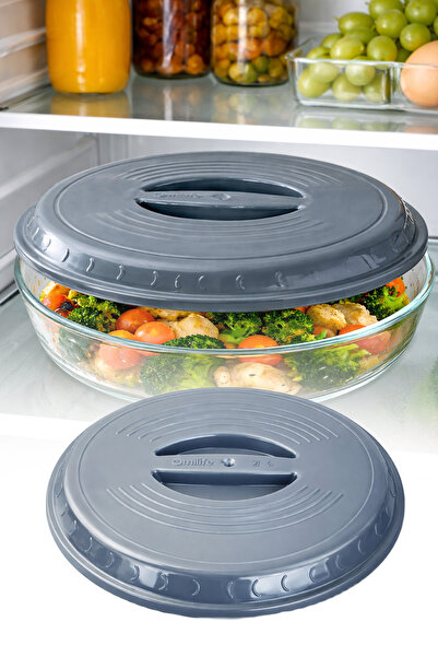 omilife Gray Color Round Pyrex Lid Made of Leakproof Plastic Material Flexibl...