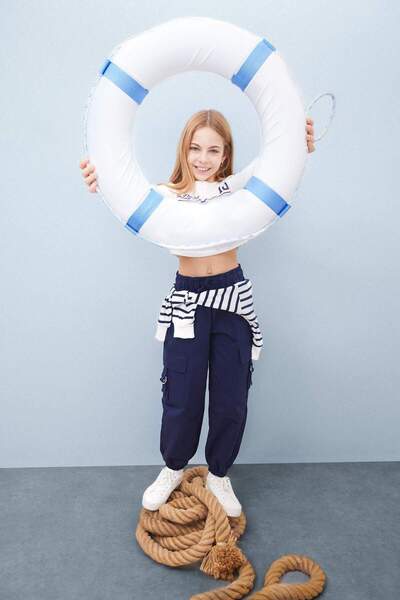 DeFacto Paraşüt Kargo Jogger Paça Pamuklu Pantolon Kız Çocuk D7608A825SP