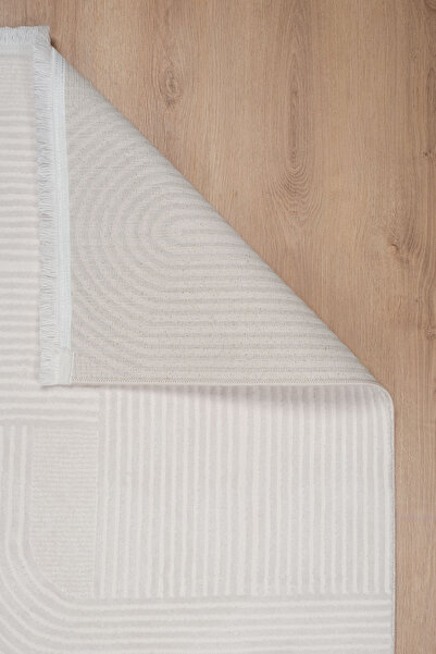 Modern Bohemian White Acrylic Knitwear Carpet Wool Inlay Self-Patterned Fringed Living Room Seating Alya1002