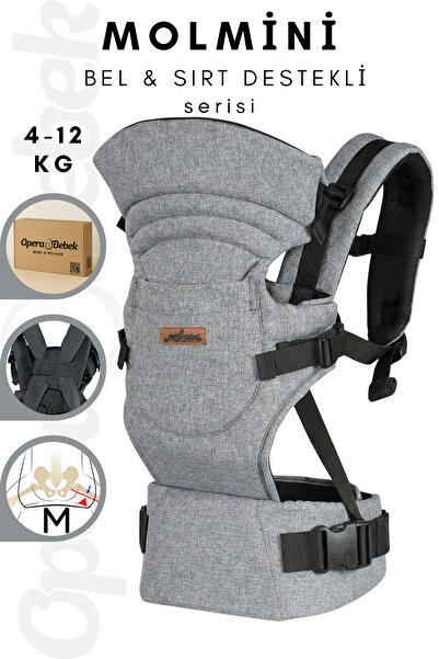 Molmini Plus Bel & Sırt Destekli 4-12 KG Ergonomik Kanguru Çok Yönlü Ayarlana...