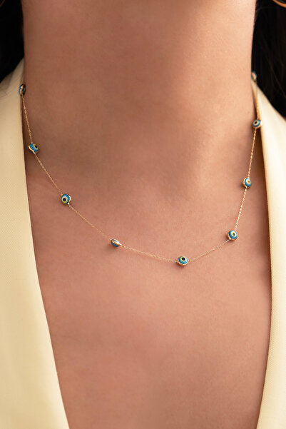 H.M Hakan Mücevherat Nazar Boncuklu Minimal 14 Ayar Altın Kolye