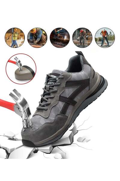 Verci Men Steel Toe Sneakers Safety Shoes Low top Work Shoe with Air Cushion ...