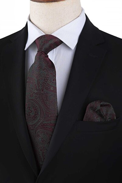 Kravatkolik Klasična kravata sa šalom u šljivastom uzorku i maramicom KK13127