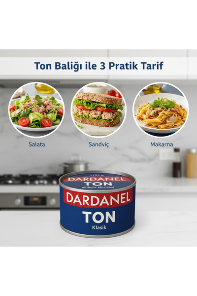 Dardanel Ayçiçek Yağlı Klasik Ton Balığı 1705 g x 2’li Paket – Büyük Boy Teneke – Profesyonel Mutfak