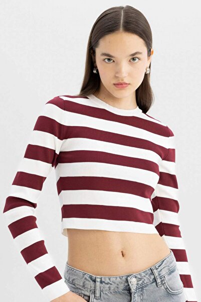 DeFacto Slim Fit Slim Fit Striped Crew Neck Knitwear Sweater X6888Az24Wn