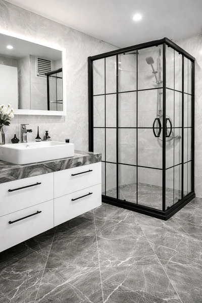 Viera Concept Köşe Siyah Çizgi Karolaj 5 mm Temperli Duşakabin