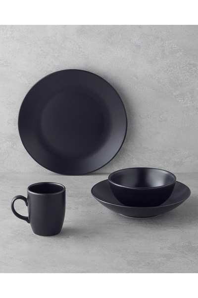 English Home Hecha Seramik Yemek Takımı 4 Parça Tek Kişilik Siyah