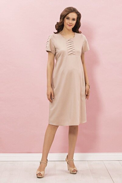 Genel Markalar Balıksırtı Kumaş Şekilli Kısa Hamile Elbise