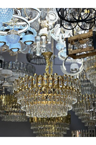 Led YENİ 60 CM KRİSTAL LÜX SALON AVİZE 8 AMPÜL
