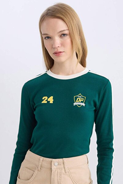 DeFacto Tricou cu mânecă lungă Ribana mulat cu imprimeu D8080AX24AU