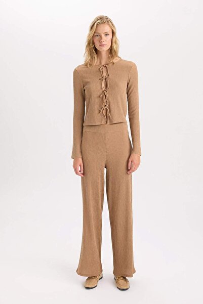 DeFacto Pantaloni largi, cu picioare largi, cu talie elastică, de bază, drept...