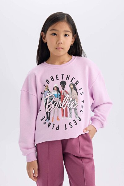 DeFacto Barbie Relax Fit Bisiklet Yaka Sweatshirt Kız Çocuk D4379A824WN