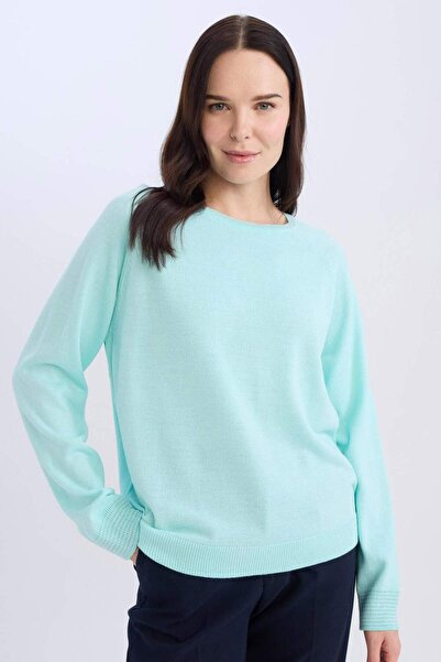 DeFacto Regular Fit Crew Neck Glitter Knitwear Sweater Tunic D1580Ax24Wn