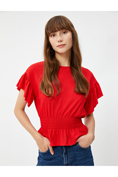 Koton Μπλουζάκι με λαιμόκαυστο ελαστικό φλουρί