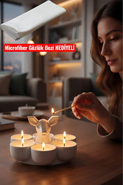 bonjorno aksesuar Karaca Figürlü Dekoratif Mumluk 6’lı Mum Hazneli Vernikli –...