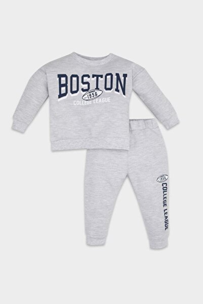 DeFacto Baby Boy 2-Piece Set Printed Thessaloniki Fabric Crew Neck Sweatshirt...