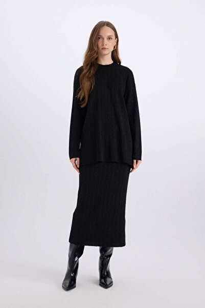 DeFacto Regular Fit Basic Plain Maxi Knitwear Skirt E0936Ax24Wn